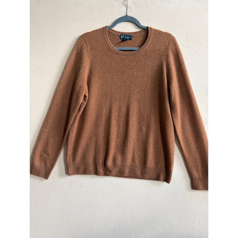 C by Bloomingdale's Cashmere Sweater Women XXL Brown Crewneck 2-Ply Knit